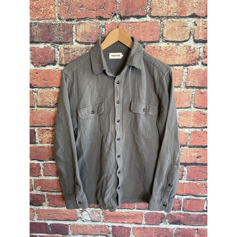Taylor Stitch Charcoal Gray Cotton Button Down Shirt Mens 40 Medium